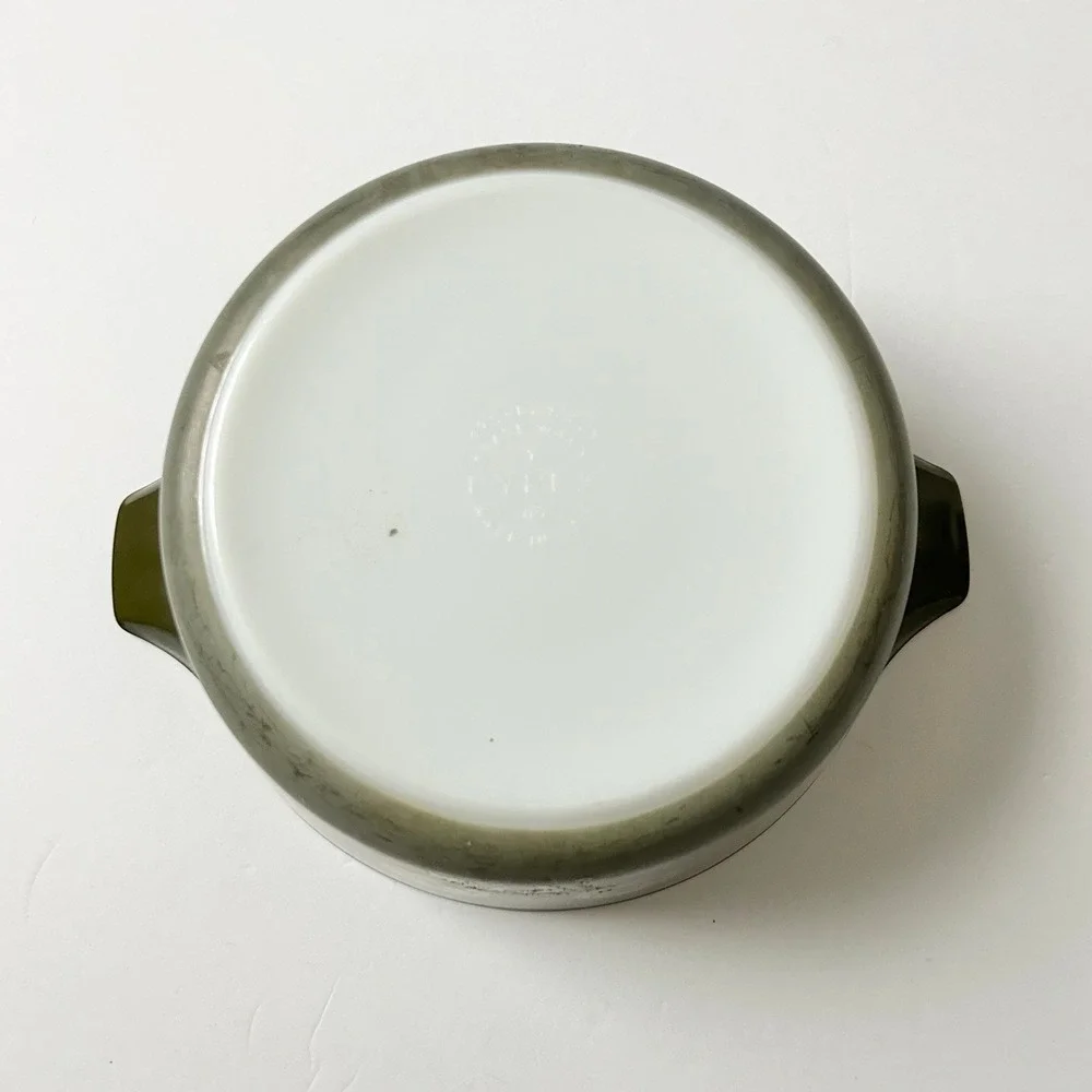 Vintage Pyrex Zodiac Casserole Dish 473 Olive Green Gold 1960s MCM with Lid
